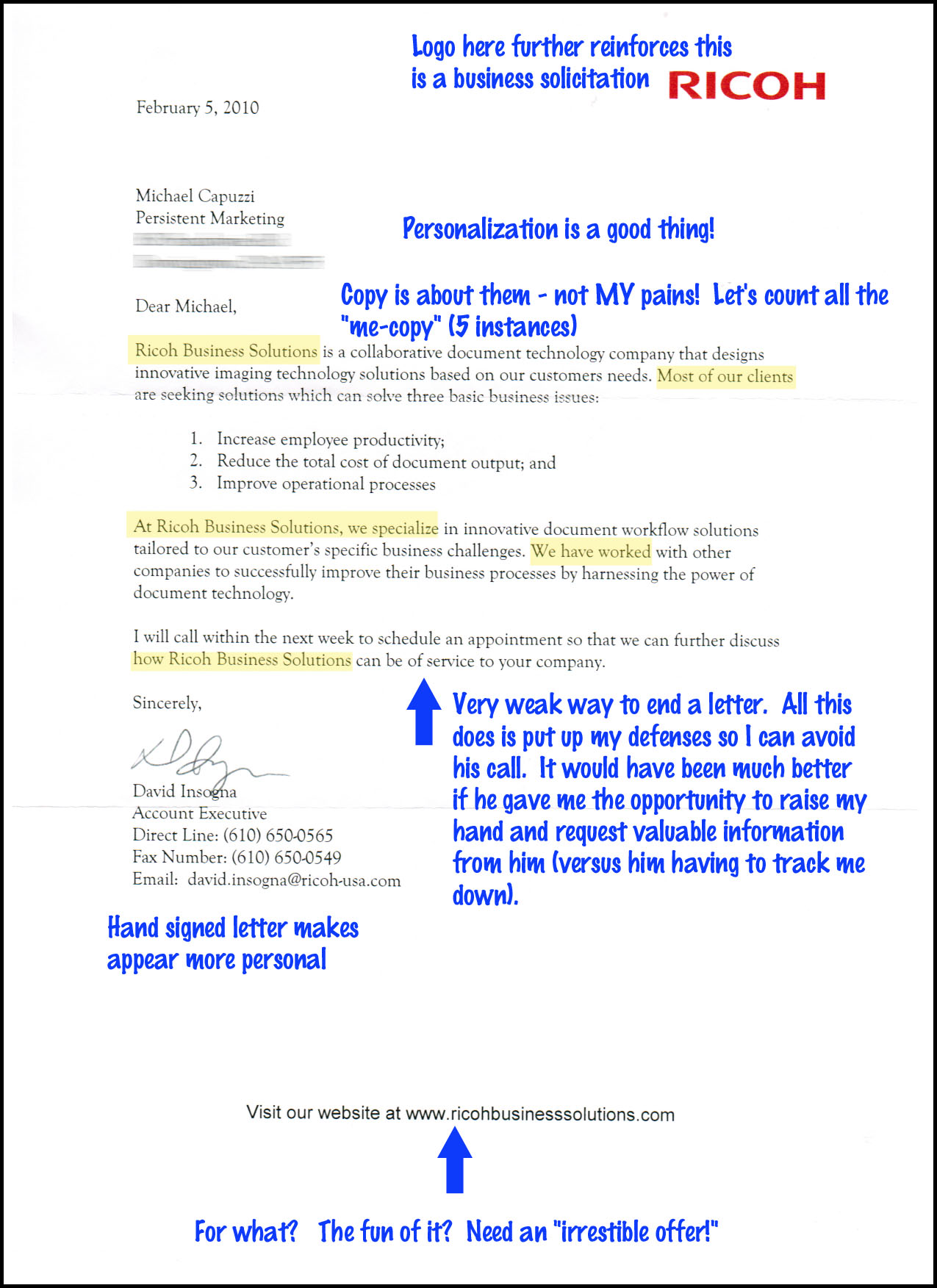 direct mail letter examples