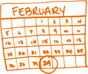 copydoodlesaccessclub leap year calendar FF66OO