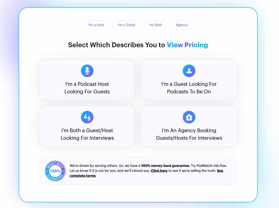 PodMatch pricing